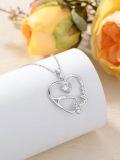 wholesale 925 Sterling Silver Heart-Shaped Pendant Necklace with Crystal Elements for Women's Fashion s-0-1
