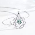 wholesale 925 Sterling Silver Green Crystal Shamrock Pendant Necklaces for Women Irish Luck s-0-1