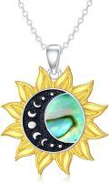wholesale 925 Sterling Silver Abalone Shell Sun and Moon Pendant Necklace for Women - Wiccan s-0-0