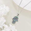 wholesale 925 Sterling Silver Abalone Shell Hamsa Hand with Daisy and Star of David Pendant Lucky Charm Necklace for Women & Men-0-4