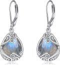 wholesale Sterling Silver Moonstone Leverback Teardrop Dangle Earrings for Women-0-36