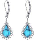 wholesale 925 Sterling Silver Blue Opal Teardrop Filigree Leverback Earrings Gift for Her-0-10