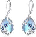 wholesale 925 Sterling Silver Moonstone Flower Earrings for Women-0-0