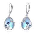 wholesale 925 Sterling Silver Moonstone Flower Earrings for Women-0-0