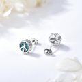 wholesale 925 Sterling Silver Turquoise Peace Sign Stud Earrings for Men & Women-0-1