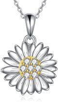 wholesale 925 Sterling Silver Flower Pendant with Cubic Zirconia and Gold Accents - Elegant  for Her-0-0