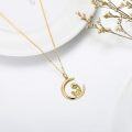 wholesale 14K Gold Dainty Mother & Child in Crescent Moon Pendant Necklaces Gifts for Women-0-3