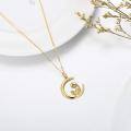 wholesale 14K Gold Dainty Mother & Child in Crescent Moon Pendant Necklaces Gifts for Women-0-3