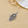 wholesale Hamsa Evil Eye Necklace Lotus Chakra Pendant 925 Sterling Silver Celtic Jewelry Gifts For Women Men 18+2 Inch -0-3