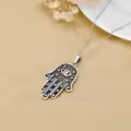 TOUPOP Sterling Silver Evil Eye Necklace Lotus Chakra Pendant Celtic Jewelry-0-3