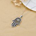 TOUPOP Sterling Silver Evil Eye Necklace Lotus Chakra Pendant Celtic Jewelry-0-3