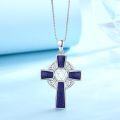 wholesale 925 Sterling Silver Lapis Lazuli Celtic Cross Trinity Knot Star of David Pendant Necklace-0-1
