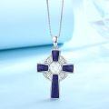 wholesale 925 Sterling Silver Lapis Lazuli Celtic Cross Trinity Knot Star of David Pendant Necklace-0-1