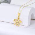 wholesale 14k Gold Sea Turtle Compass Pendant Necklace With Cubic Zirconia Blue Stone-0-4