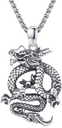 wholesale 925 Sterling Silver Dragon Yin Yang Pendant Necklace for Men Women Gifts-D-Dragon
