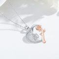 wholesale 925 Sterling Silver Cubic Zirconia Heart Rose Necklace for Women's 100th Birthday Gift - Elegant 22mm Pendant with 45cm Chain & Gift Box-0-3