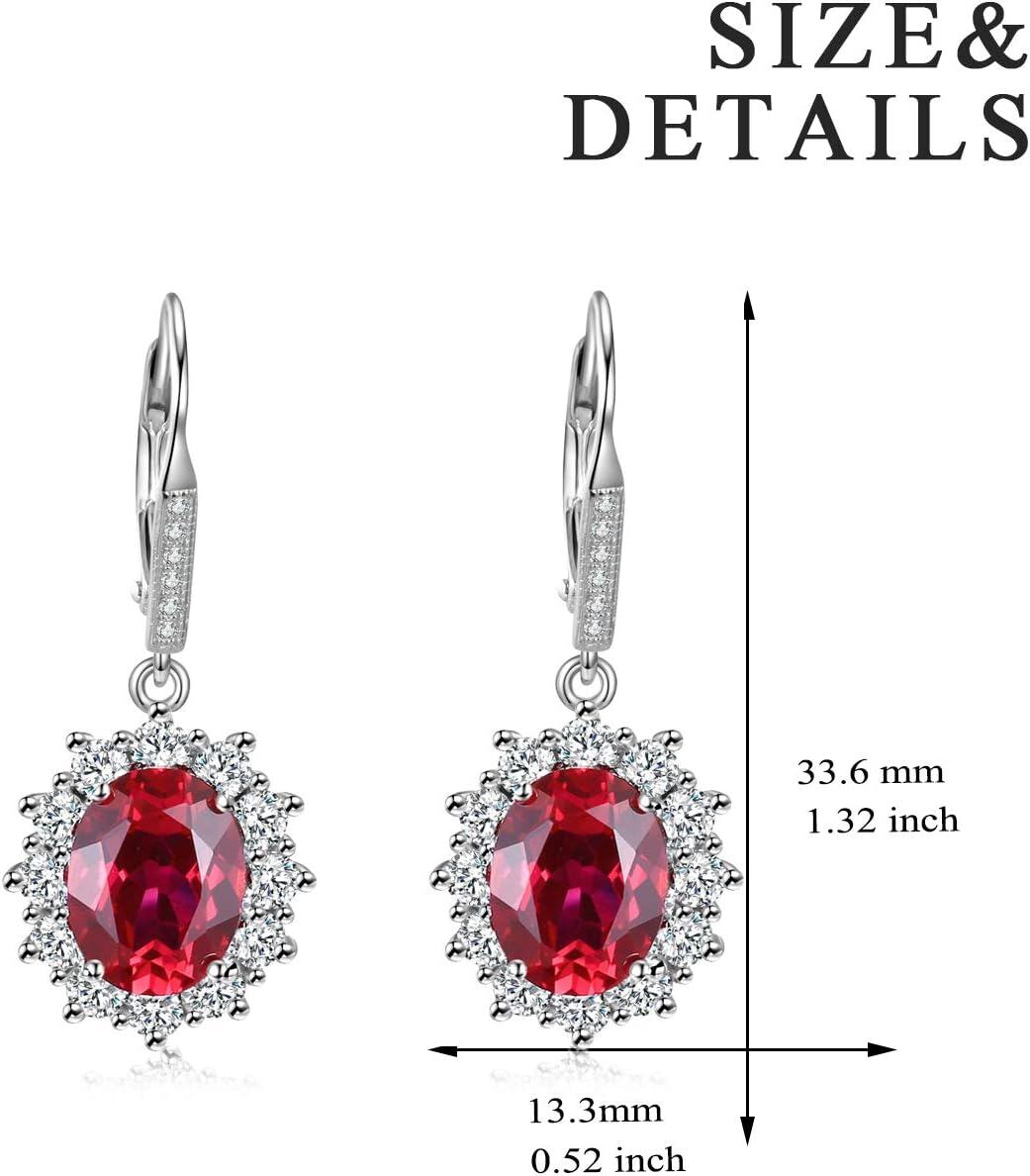 wholesale 925 Sterling Silver Oval Cut Birthstone Dangle Leverback Earrings for Women Mom-0-2