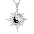 wholesale 925 Sterling Silver Yin Yang Pendant with Sun and Flames Necklace for Women & Men-0-0