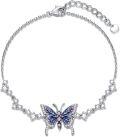 wholesale 925 Sterling Silver Butterfly Bracelet with Birthstone Anniversary Christmas Gifts for Women-0-0