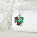 wholesale 925 Sterling Silver Red Enamel Leaf & Ladybugs Pendant Necklace for Women and Girls-0-1