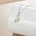 wholesale 925 Sterling Silver Gold & Sterling Silver Sunflower Initial Necklace with CZ Charm for Women, Gift for Her-0-3