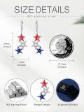 wholesale 925 Silver American Flag Dangle Earrings with Red, White, Blue Stars & Stripes – Patriotic Jewelry for Women-0-3