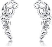wholesale 925 Sterling Silver Vintage Ear Crawler Earrings for Women s-Leaf