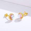 wholesale 925 Sterling Silver Blue Opalite Round Stud Earrings for Sensitive Ears-0-2