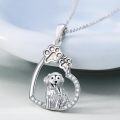wholesale 925 Sterling Silver Dog and Cat Heart with Paw Prints Pendant Necklace-0-3
