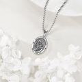 wholesale 925 Sterling Silver Oval Saint Christopher Medal Pendant with Cross Chain Mens Prayer Necklace Catholic Christian Gifts 3D Relief Pray For Us Charm Jewelry Accessories -0-1