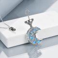 wholesale 925 Sterling Silver Blue Fire Opal Moon Tree of Life Cremation Keepsake Pendant Necklace-0-2