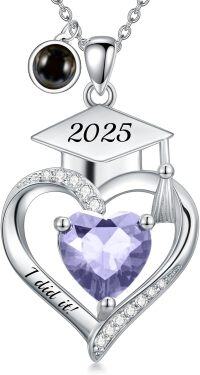 wholesale  Sterling Silver Heart Birthstone Necklace High School College Graduation Jewelry for Her -Customized projection image + text 06-Light Violet-Customized projection image + text 01-Jan-Garnet-Customized text 02-Feb-Amethyst-Customized text 04-Apri-White-Customized text 08-Aug-Peridot-Customized text 09-Sep-Sapphire-Customized text 07-Jul-Ruby-Customized text 01-Jan-Garnet-Customized text 05-May-Emerald-Customized text 12-Dec-Topaz-Customized text 11-Nov-Citrine-Customized text 03-Mar-Aquamarine