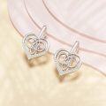 wholesale 925 Sterling Silver Heart Celtic Knot Leverback Drop Earrings with Cubic Zirconia Accents-0-2
