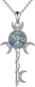 wholesale 925 Sterling Silver Tree of Life Moonstone Key Pendant Necklaces for Women Girls 40th/50th Birthday Gift Ideas-0-0