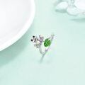TOUPOP Sterling Silver White Gold Plated Cubic Zirconia Adjustable Frog Ring-0-3
