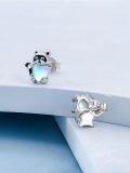 wholesale 925 Sterling Silver Heart-Shaped Moonstone Raccoon Stud Earrings-0-1