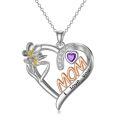 TOUPOP 925 Sterling Silver Mom Birthflower Necklace For Women-0-0