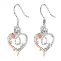 TOUPOP Sterling Silver Rose Heart Butterfly Initial Q Letter Drop Dangle Earrings-0-0
