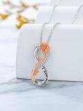 wholesale 925 Sterling Silver Infinity Rose Flower Love Pendant Necklace for Women-0-1
