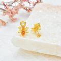 wholesale 925 Sterling Silver Honeycomb Bee Amber Drop Dangle Earrings for Women Girls-0-5