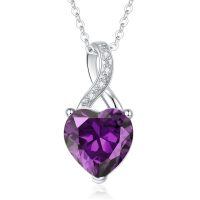 wholesale 925 Sterling Silver Blue Heart Pendant Necklace Wholesale With Crystal Accents-2 . February - Feb.