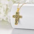 wholesale 925 Sterling Silver Gold Plated Black Onyx Filigree Cross Pendant Necklace-0-1