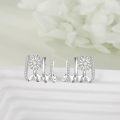 wholesale 925 Sterling Silver Daisy Flower CZ Hoop Earrings with Studs for Women-0-4