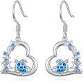 wholesale 925 Sterling Silver Blue Opal Sea Life Heart Shape Lever Back Earrings-0-0