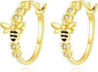 wholesale 925 Sterling Silver Honeycomb Bee Huggie Hoop Earrings for Women's Gifts-Bee Hoop Earrings