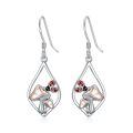 wholesale 925 Sterling Silver Platinum Plated Moss Agate Celtic Triskele Drop Earrings-0-0