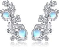wholesale 925 Sterling Silver Blue Moonstone Flower Vine Ear Climbers Jewelry for Women Girls Gift-Filigree