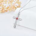 wholesale 925 Sterling Silver Heart Cross Pendant With Red Gemstone Necklace Set-0-5