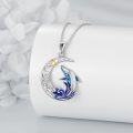wholesale 925 Sterling Silver Crescent Moon & Blue Whale Charm Necklace for Women's Gifts-0-3