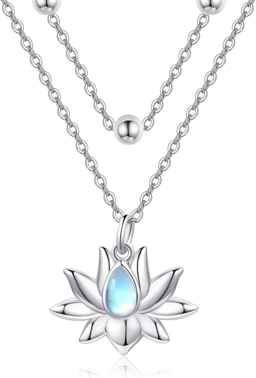 Sterling Silver Lotus Flower Turtle Planet Star Pendant Necklace-Lotus 1